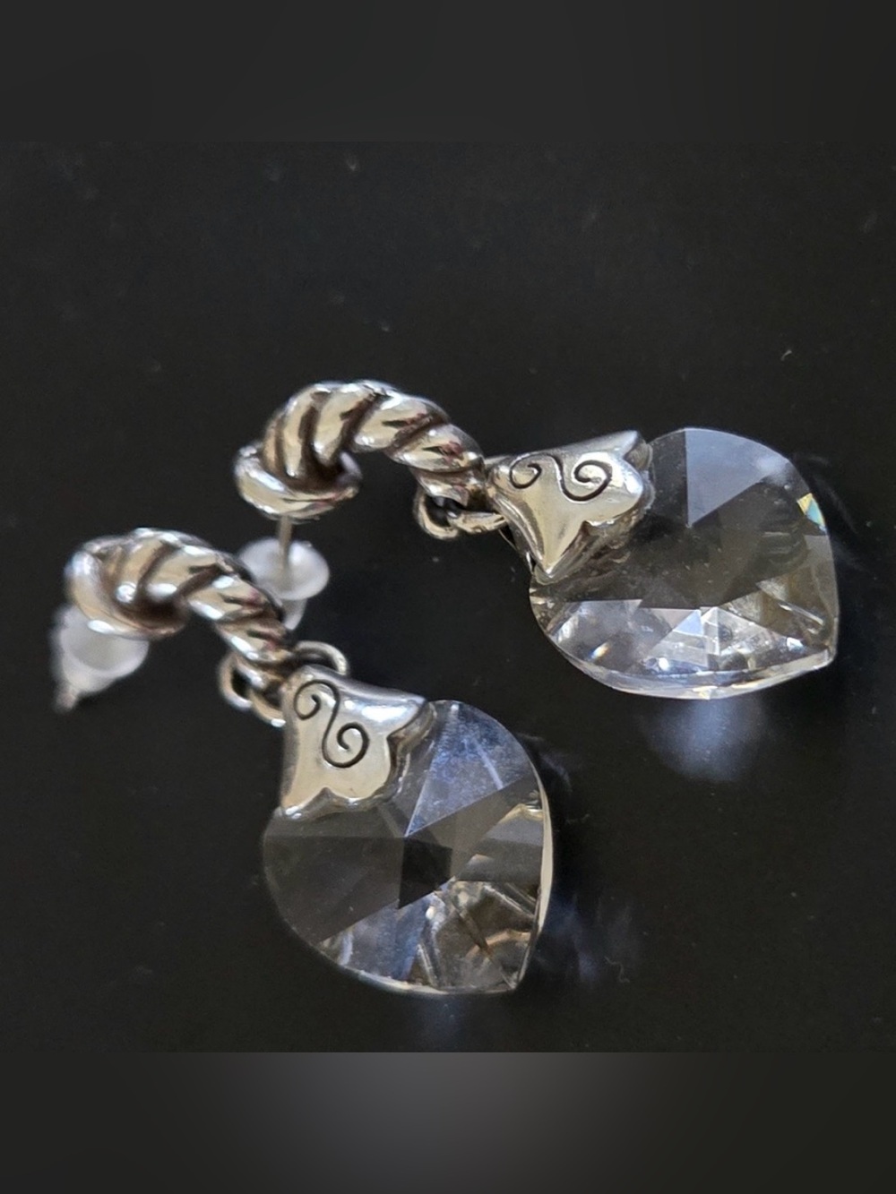 Rare Brighton Vtg+ Krystall Heart Swarovski Crystal Earrings!